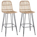 Scaun de bar 2 pcs natural 44 x 55 x 109 cm Rattan și oțel - WALTI WALTI