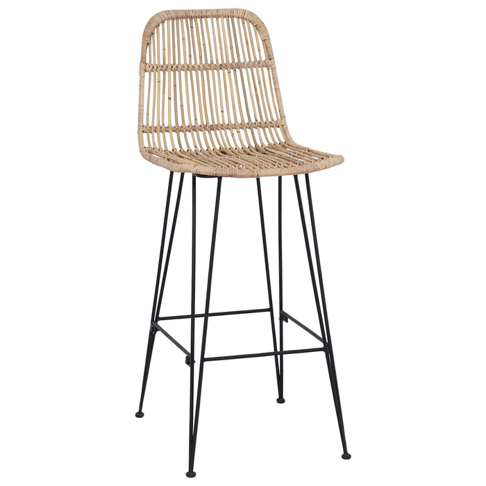 Scaun de bar 2 pcs natural 44 x 55 x 109 cm Rattan și oțel - WALTI WALTI