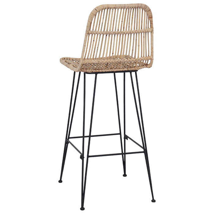 Scaun de bar 2 pcs natural 44 x 55 x 109 cm Rattan și oțel - WALTI WALTI
