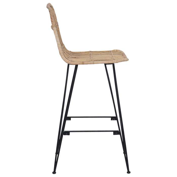 Scaun de bar 2 pcs natural 44 x 55 x 109 cm Rattan și oțel - WALTI WALTI