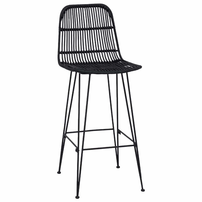 Scaun de bar 2 pcs Negru 44 x 55 x 109 cm Rattan și oțel - WALTI WALTI