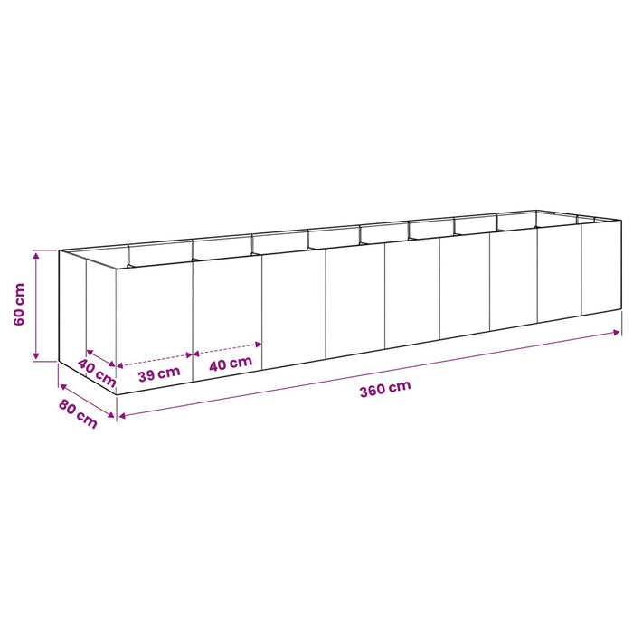 Vază pentru Grădină Argintiu 360 x 80 x 60 cm Oțel Galvanizat WALTI