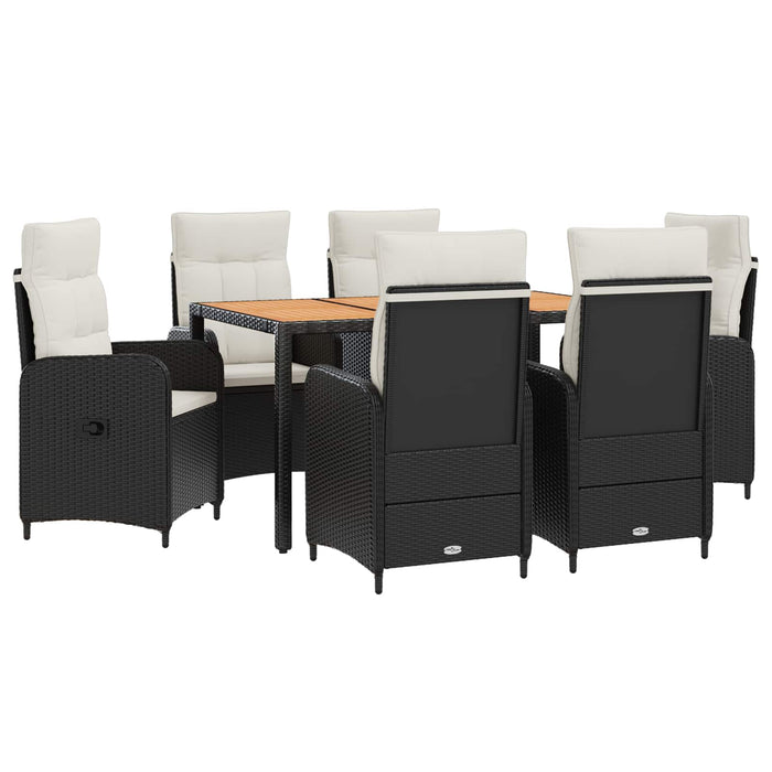 Set dining pentru exterior 7 buc. Negru și Alb crem WALTI