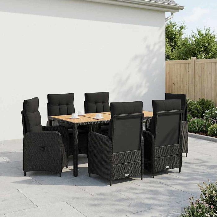 Set dining pentru exterior 7 buc. Negru WALTI