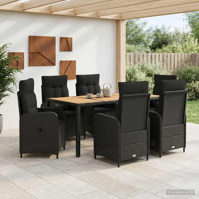Set dining pentru exterior 7 buc. Negru WALTI
