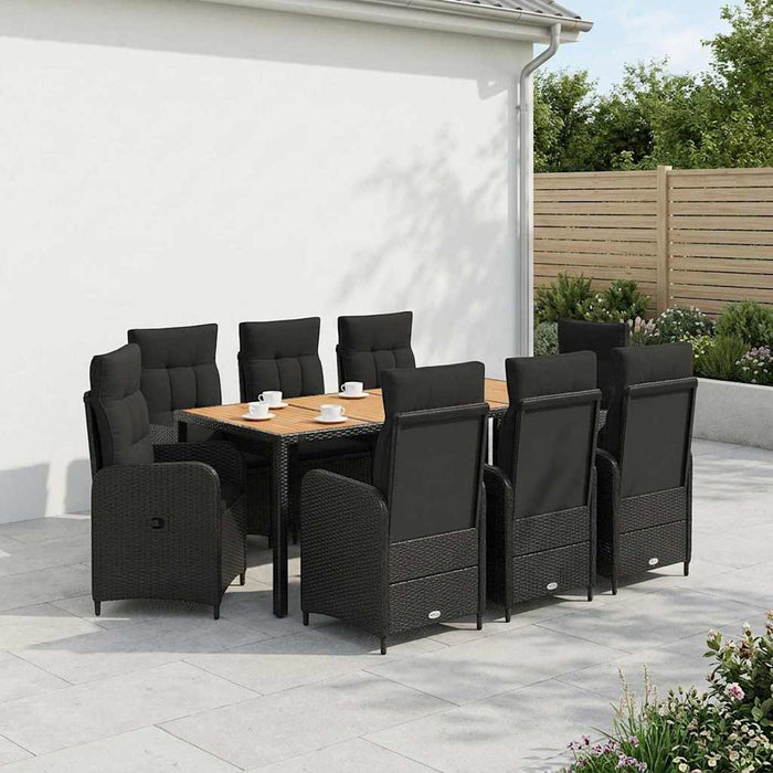 Set dining pentru exterior 9 buc. Negru WALTI