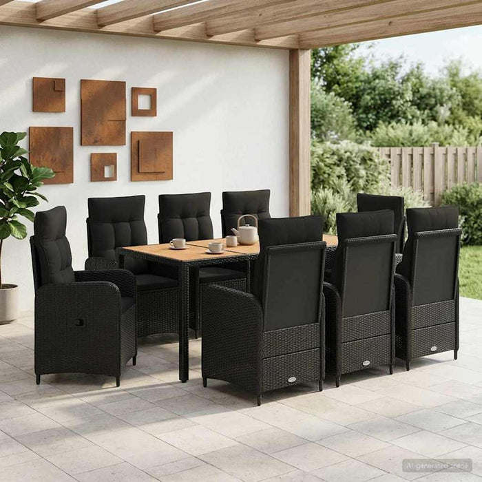 Set dining pentru exterior 9 buc. Negru WALTI
