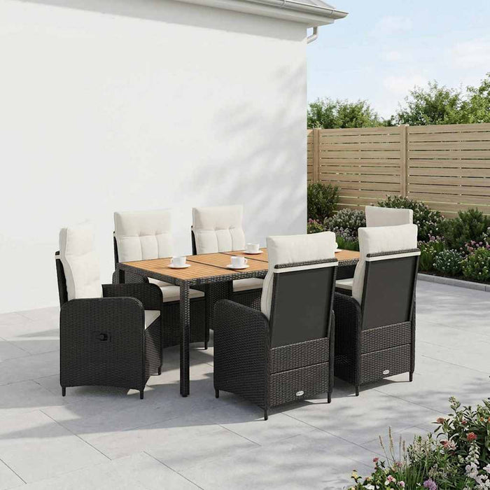Set dining pentru exterior 7 buc. Negru și Alb crem WALTI