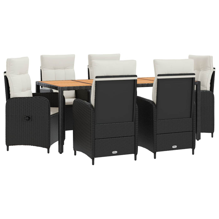 Set dining pentru exterior 7 buc. Negru și Alb crem WALTI