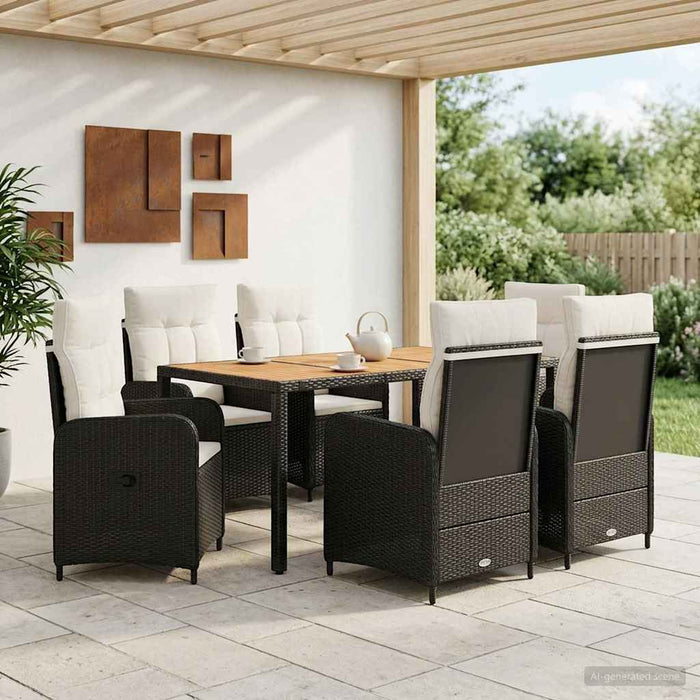 Set dining pentru exterior 9 buc. Negru și Alb crem WALTI
