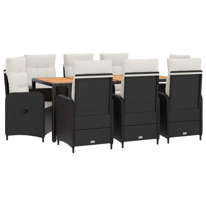 Set dining pentru exterior 9 buc. Negru și Alb crem WALTI