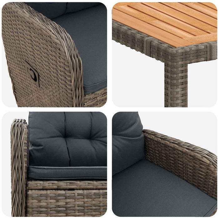 Set dining pentru exterior 3 buc. Gri deschis și gri închis WALTI