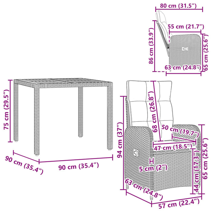 Set dining pentru exterior 3 buc. WALTI