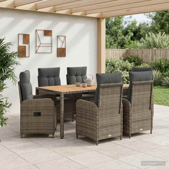 Set dining pentru exterior 7 buc. Gri deschis și gri închis WALTI