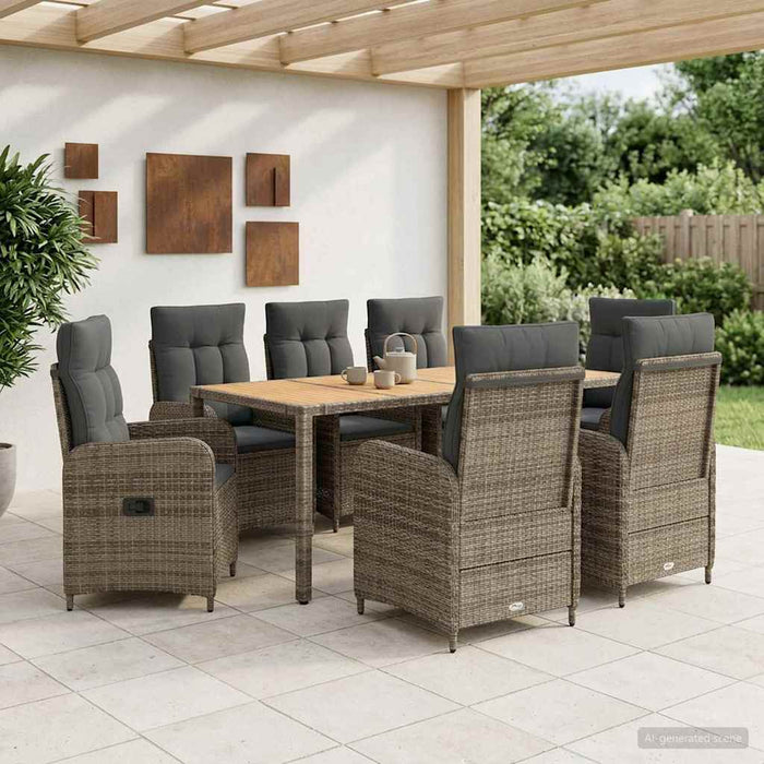 Set dining pentru exterior 9 buc. Gri deschis și gri închis WALTI