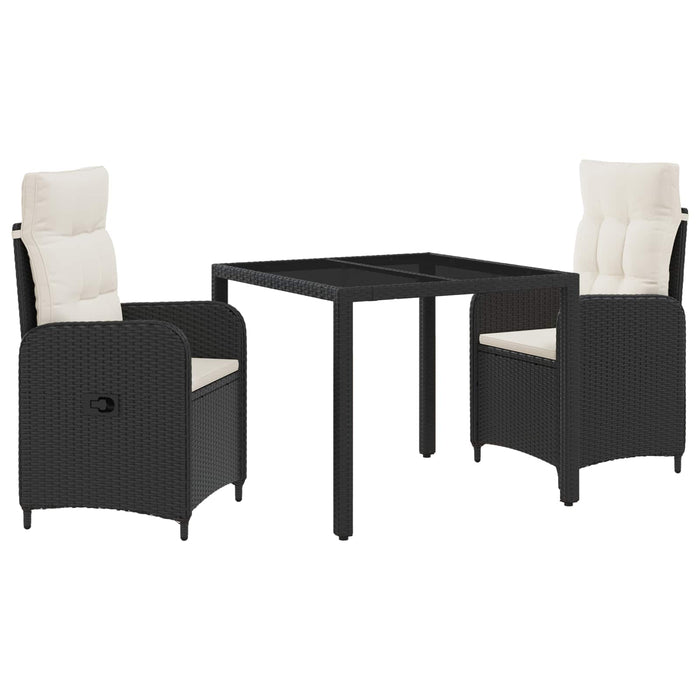 Set dining pentru exterior 3 pcs Negru și Alb crem WALTI