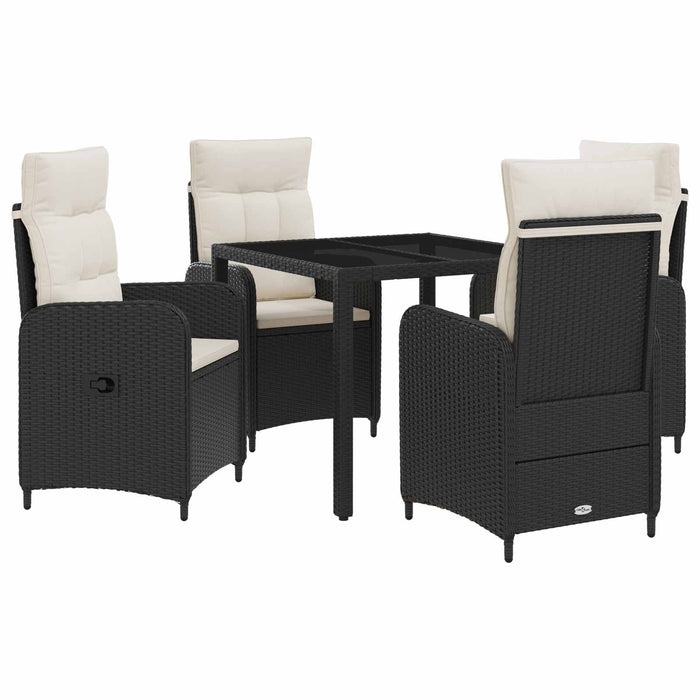 Set dining pentru exterior 5 pcs Negru și Alb crem WALTI