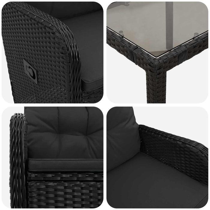 Set dining pentru exterior 5 pcs Negru 150 x 90 x 75 cm WALTI