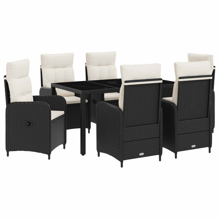 Set dining pentru exterior 7 pcs Negru și Alb crem WALTI