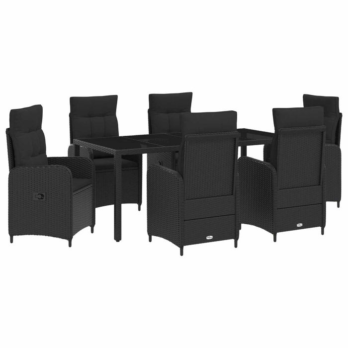 Set dining pentru exterior 7 pcs Negru 190 x 90 x 75 cm WALTI