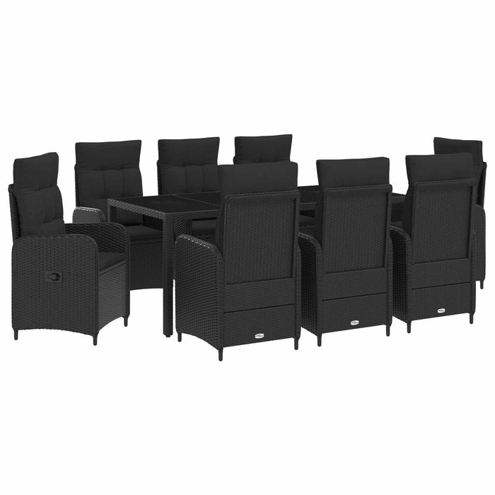 Set dining pentru exterior 9 pcs Negru 190 x 90 x 75 cm WALTI
