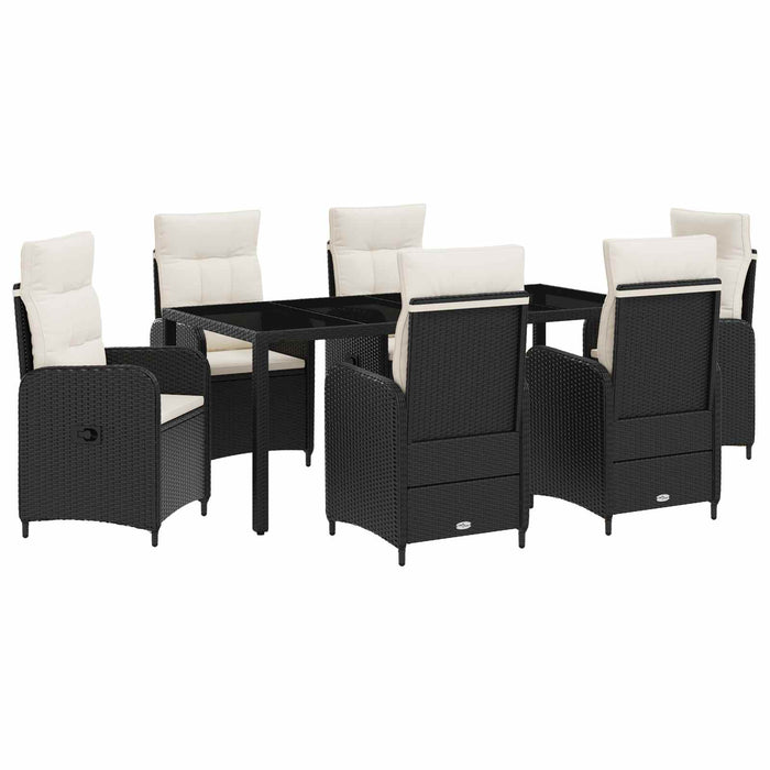 Set dining pentru exterior 7 pcs Negru și Alb crem WALTI