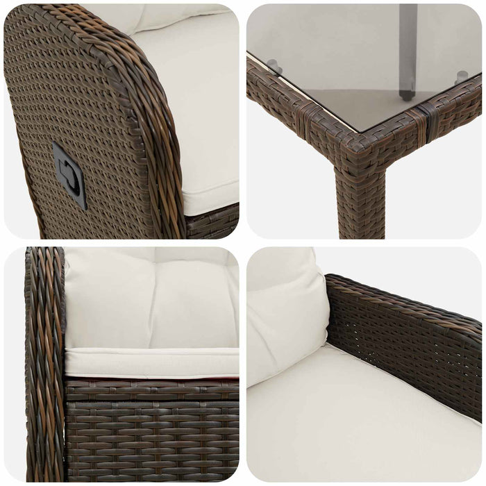 Set dining pentru exterior 3 pcs Maro și Alb Crema WALTI