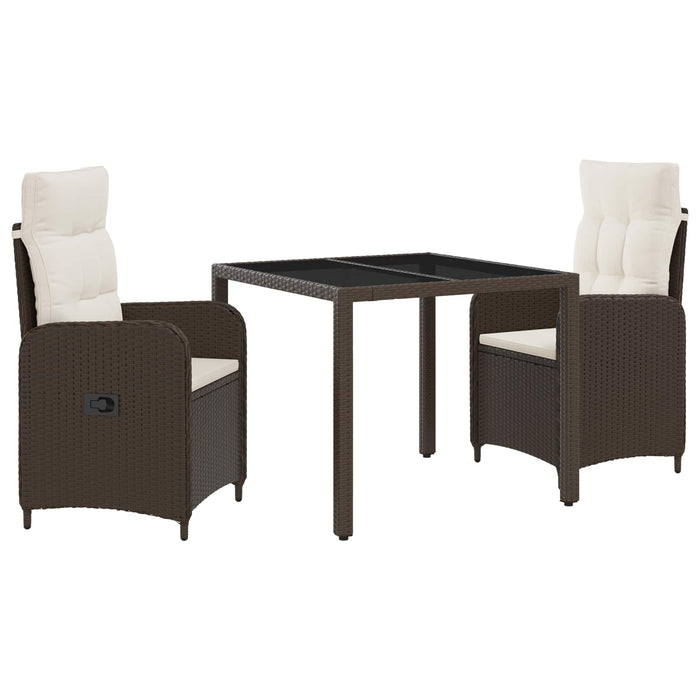 Set dining pentru exterior 3 pcs Maro și Alb Crema WALTI