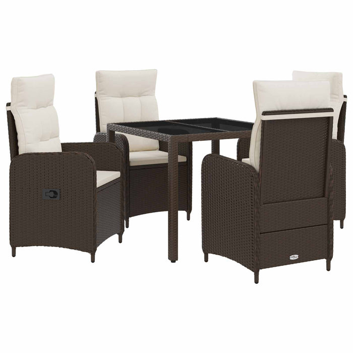 Set dining pentru exterior 5 pcs Maro și Alb Crema WALTI
