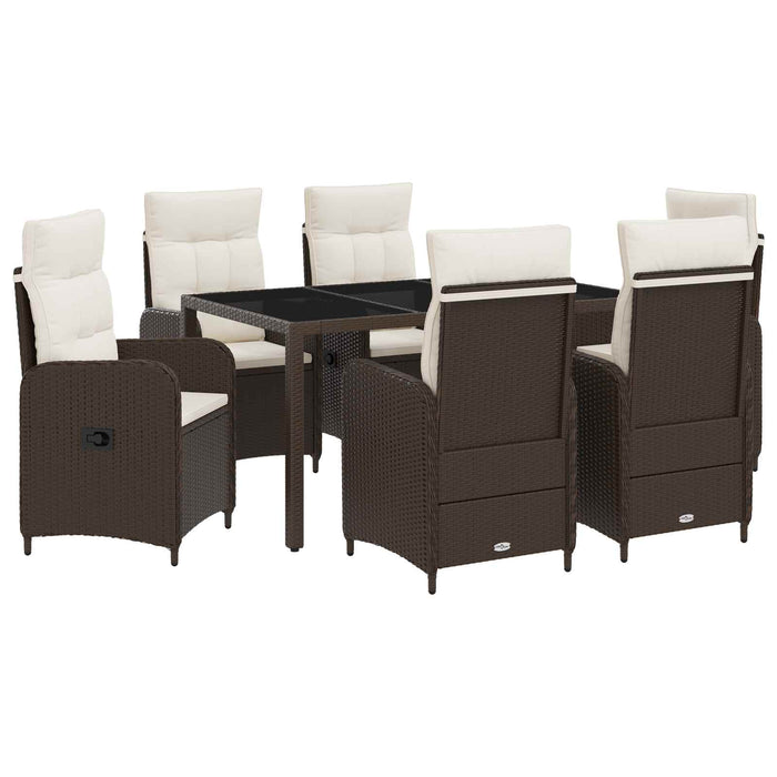 Set dining pentru exterior 7 pcs Maro și Alb Crema WALTI