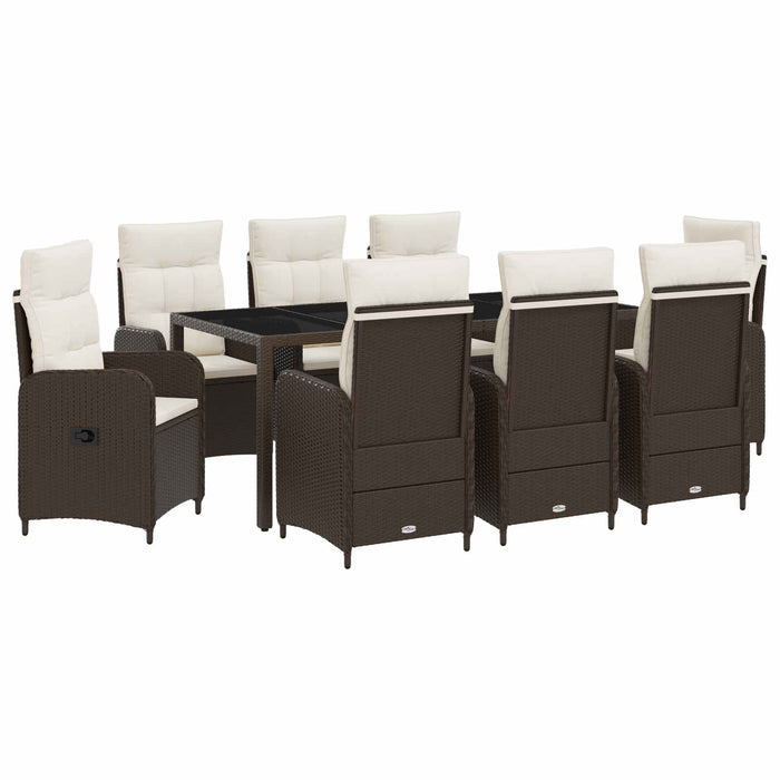 Set dining pentru exterior 9 pcs Maro și Alb Crema WALTI