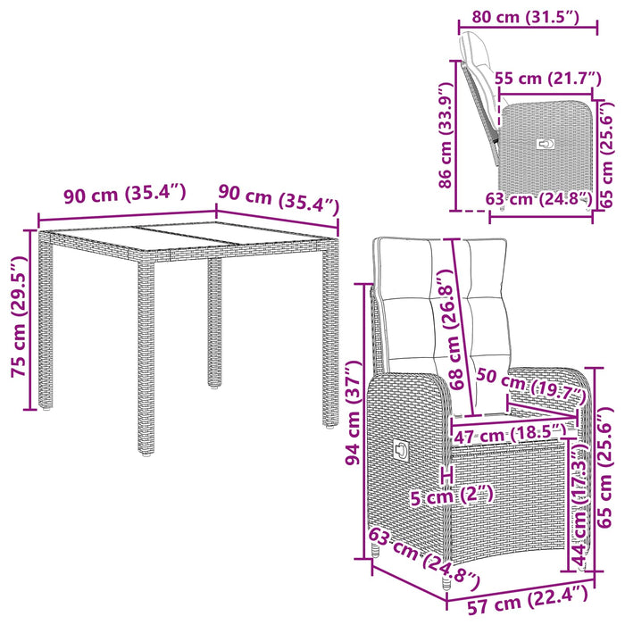 Set dining pentru exterior 5 pcs poliratan WALTI