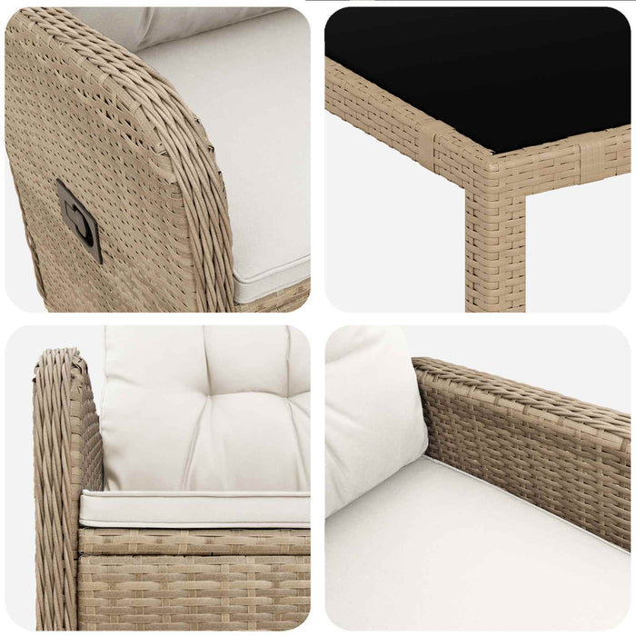 Set dining pentru exterior 3 pcs Bej și alb crem WALTI