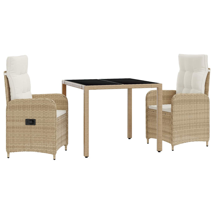 Set dining pentru exterior 3 pcs Bej și alb crem WALTI