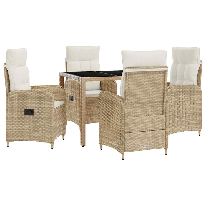 Set dining pentru exterior 5 pcs Bej și alb crem WALTI