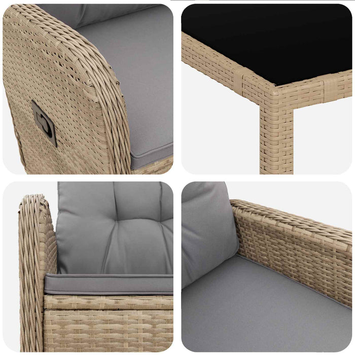 Set dining pentru exterior 7 pcs Beige și gri deschis WALTI