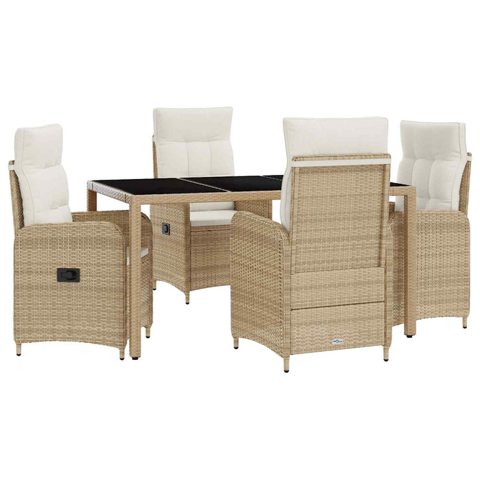 Set dining pentru exterior 5 pcs Bej și alb crem WALTI