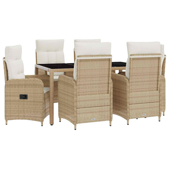 Set dining pentru exterior 7 pcs Bej și alb crem WALTI
