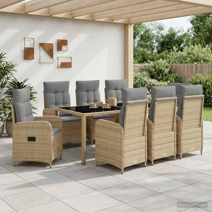Set dining pentru exterior 9 pcs Beige și gri deschis - WALTI WALTI