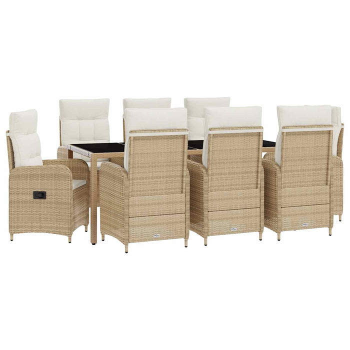 Set dining pentru exterior 9 pcs Bej și alb crem WALTI
