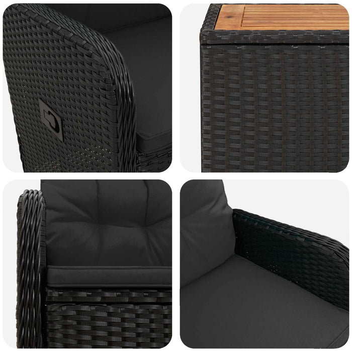Set de lounge pentru grădină 3 buc. Negru WALTI