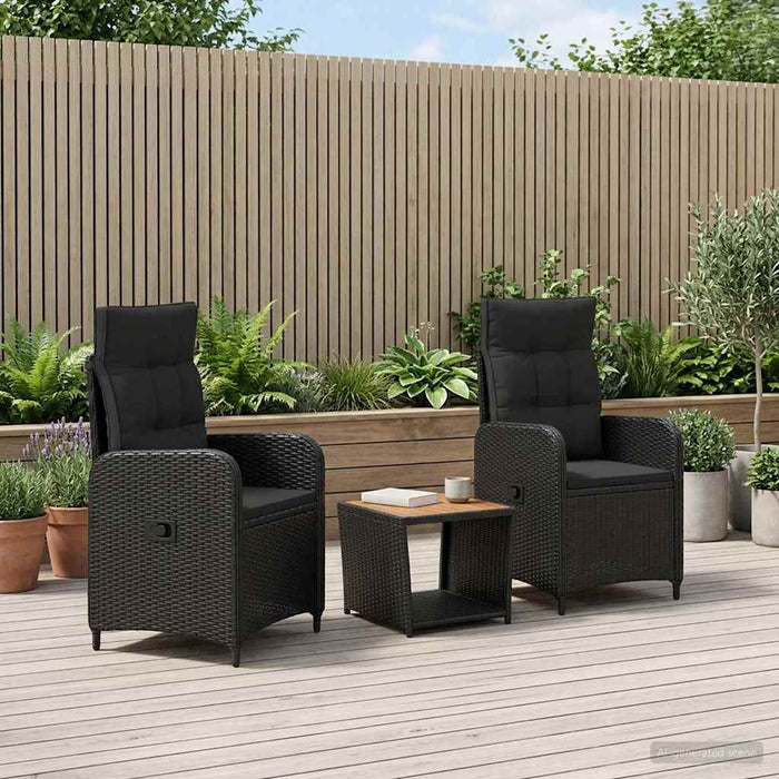 Set de lounge pentru grădină 3 buc. Negru WALTI