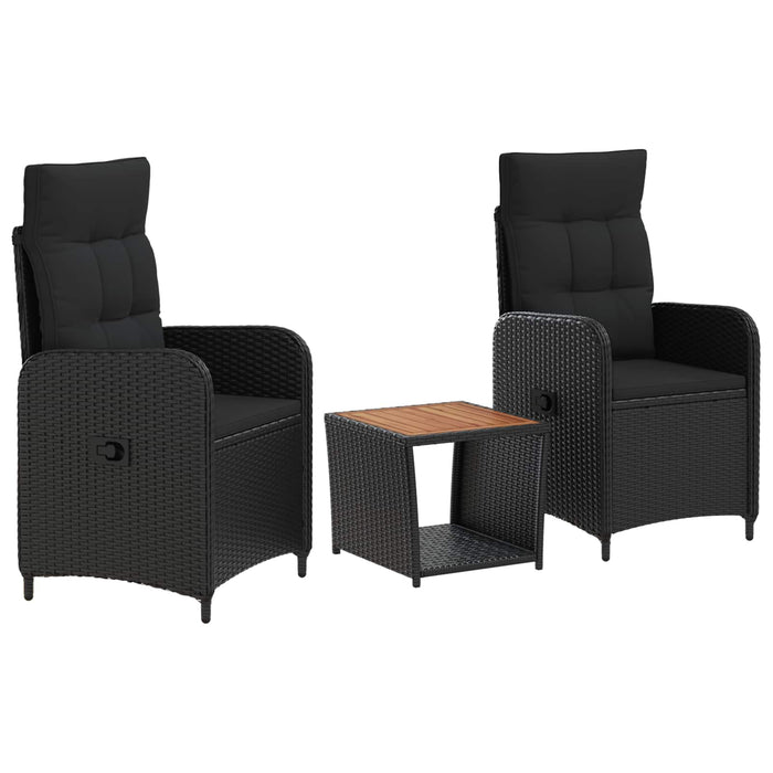 Set de lounge pentru grădină 3 buc. Negru WALTI