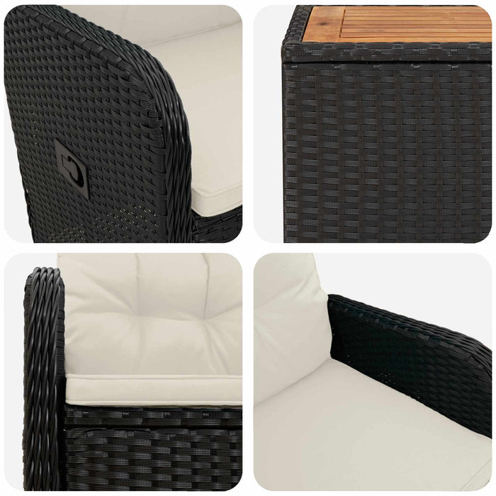 Set de lounge pentru grădină 2 buc. Negru și Alb crem WALTI