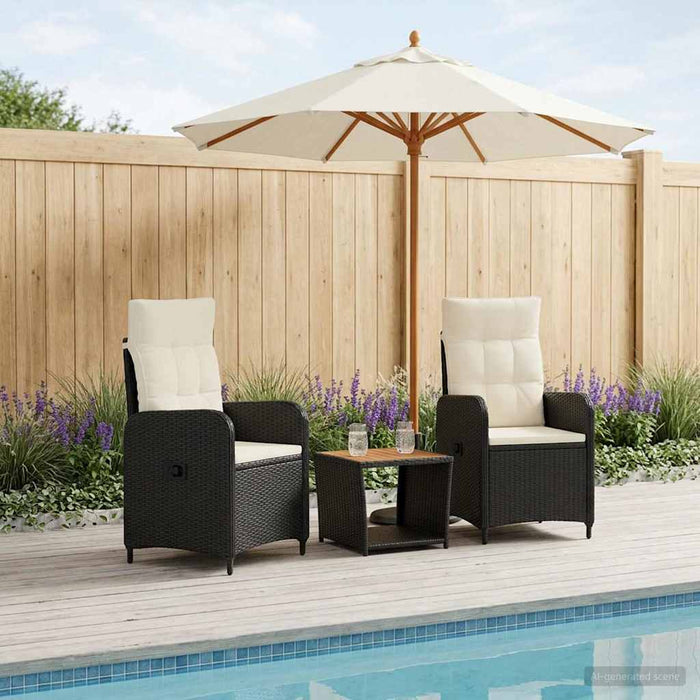 Set de lounge pentru grădină 3 buc. Negru și Alb crem WALTI