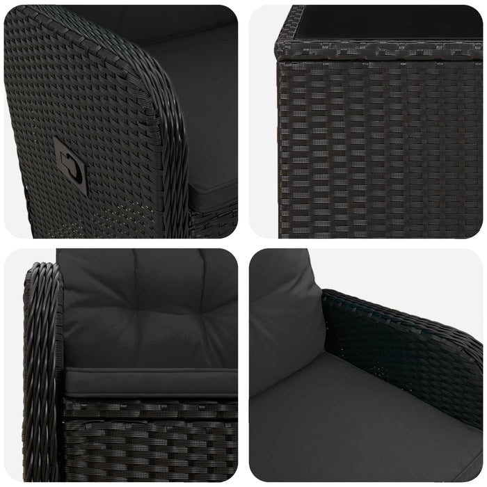 Set de lounge pentru grădină 3 buc. Negru WALTI