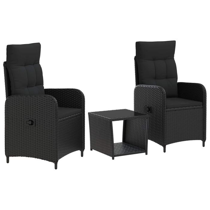 Set de lounge pentru grădină 3 buc. Negru WALTI