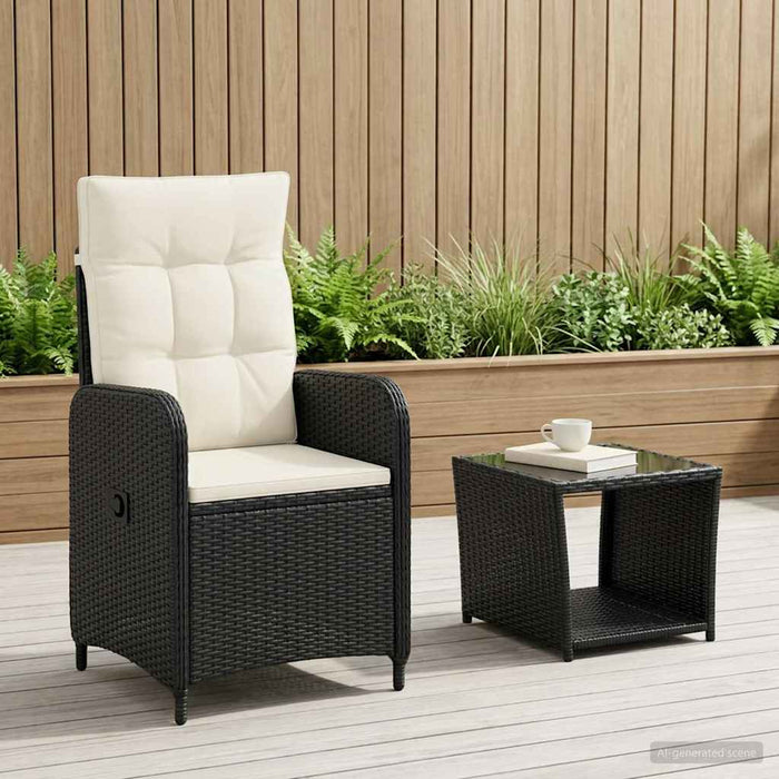 Set de lounge pentru grădină 2 buc. Negru și Alb crem WALTI