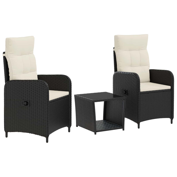 Set de lounge pentru grădină 3 buc. Negru și Alb crem WALTI