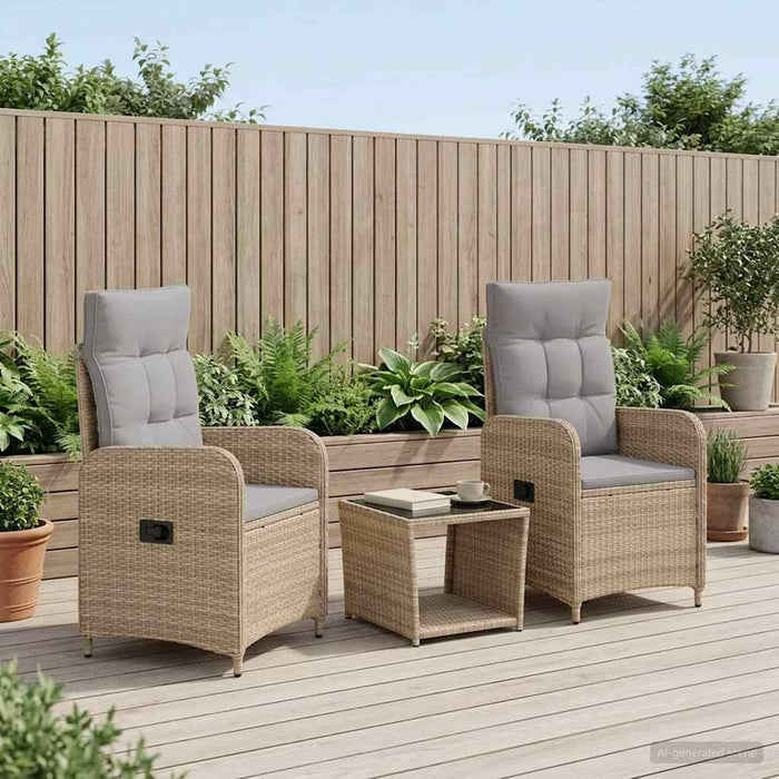 Set de lounge pentru grădină 3 buc. Beige și gri deschis WALTI